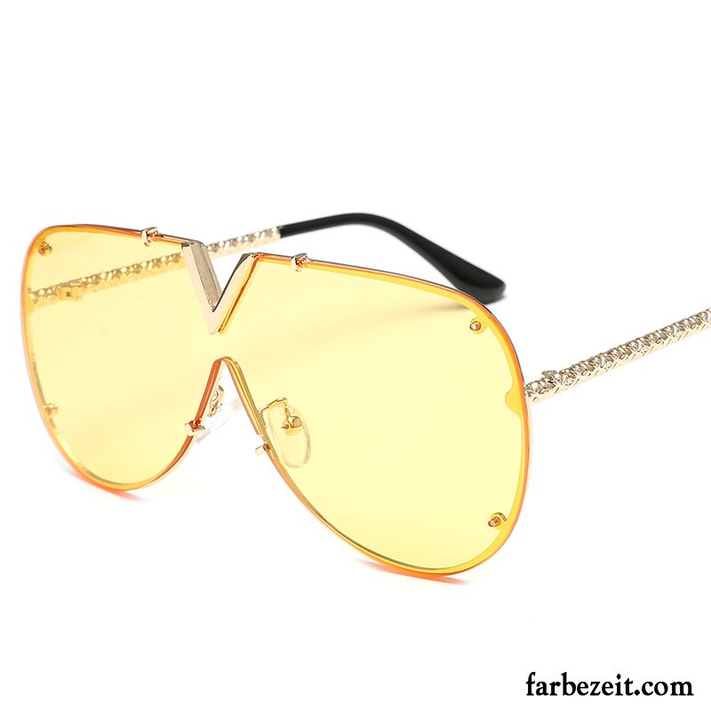 Sonnenbrille Damen Trend Stoff Rundes Gesicht Reflektierte 2018 Groß Purpur Lila Grau Gold