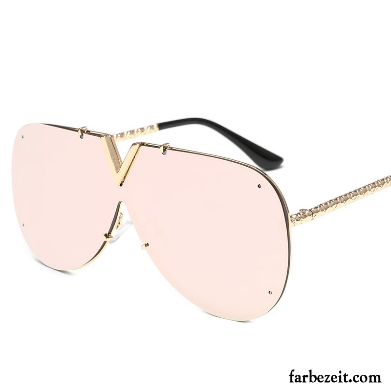 Sonnenbrille Damen Trend Stoff Rundes Gesicht Reflektierte 2018 Groß Purpur Lila Grau Gold