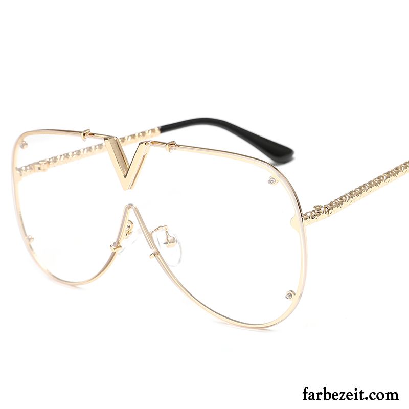 Sonnenbrille Damen Trend Stoff Rundes Gesicht Reflektierte 2018 Groß Purpur Lila Grau Gold