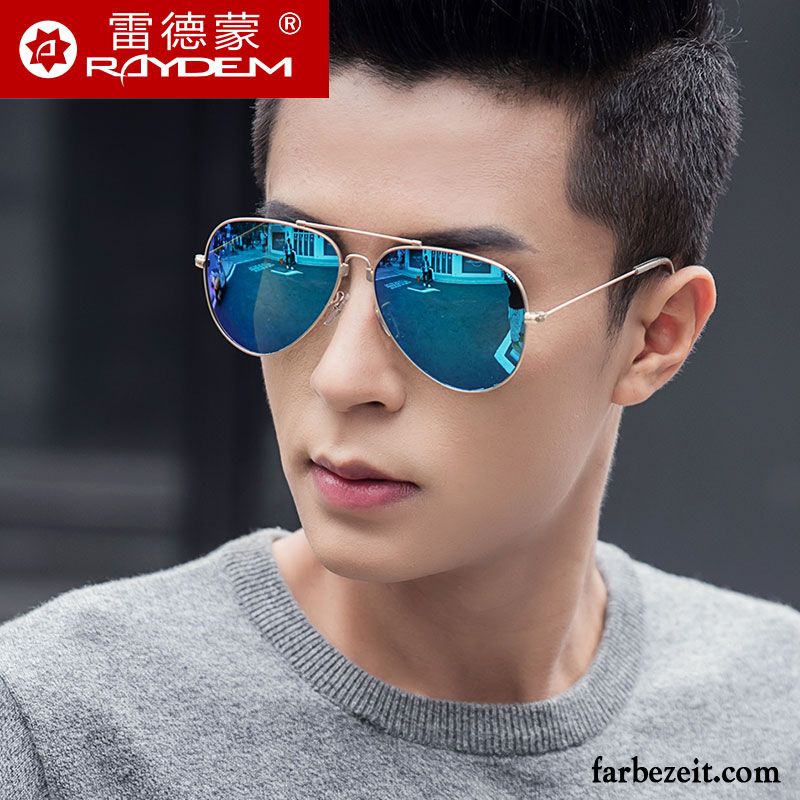 Sonnenbrille Herren 2019 Trend Kröte Retro Tasche Neu Grün Gold