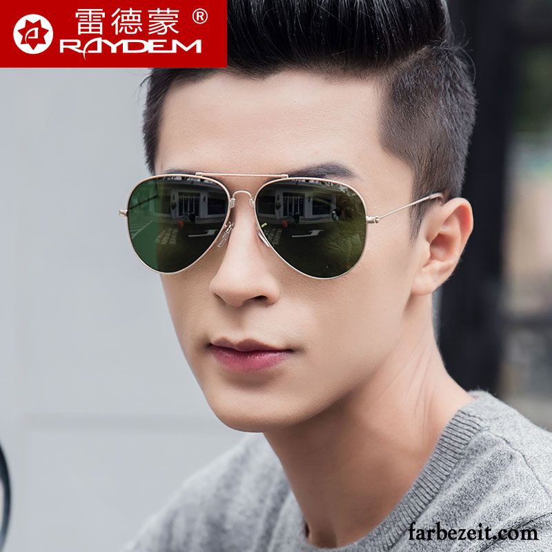 Sonnenbrille Herren 2019 Trend Kröte Retro Tasche Neu Grün Gold