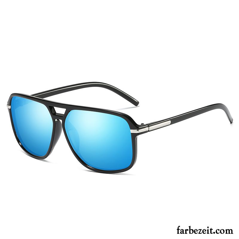 Sonnenbrille Herren Mode Fahren Glänzend Persönlichkeit Retro Platz Blau Purpur Lila Schwarz