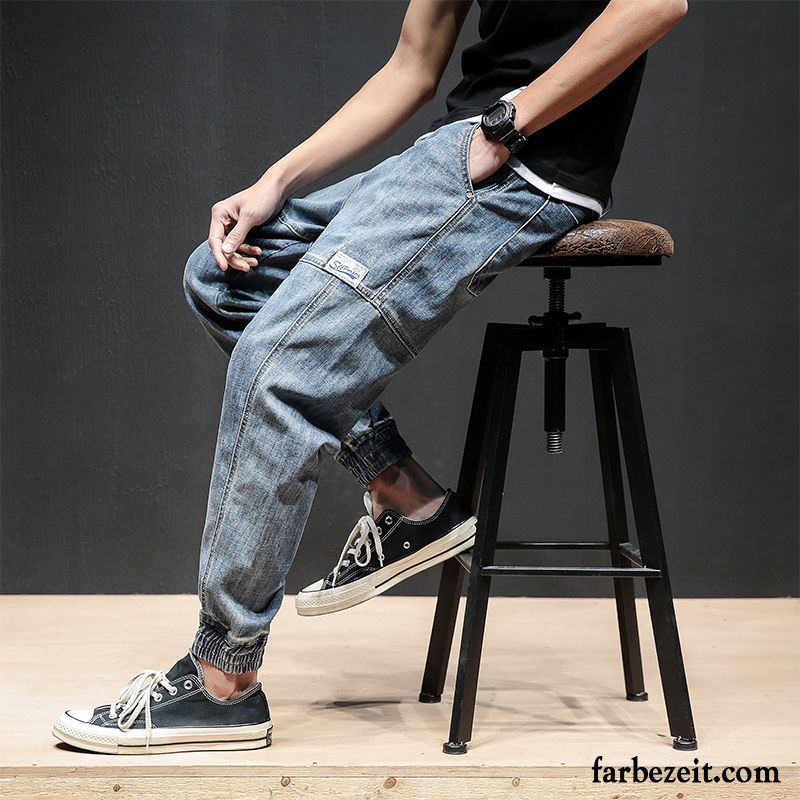 Fashion Jeans Herren Freizeit Hose Trend Lose Neunte Hose Herbst Blau Harlan Große Größe