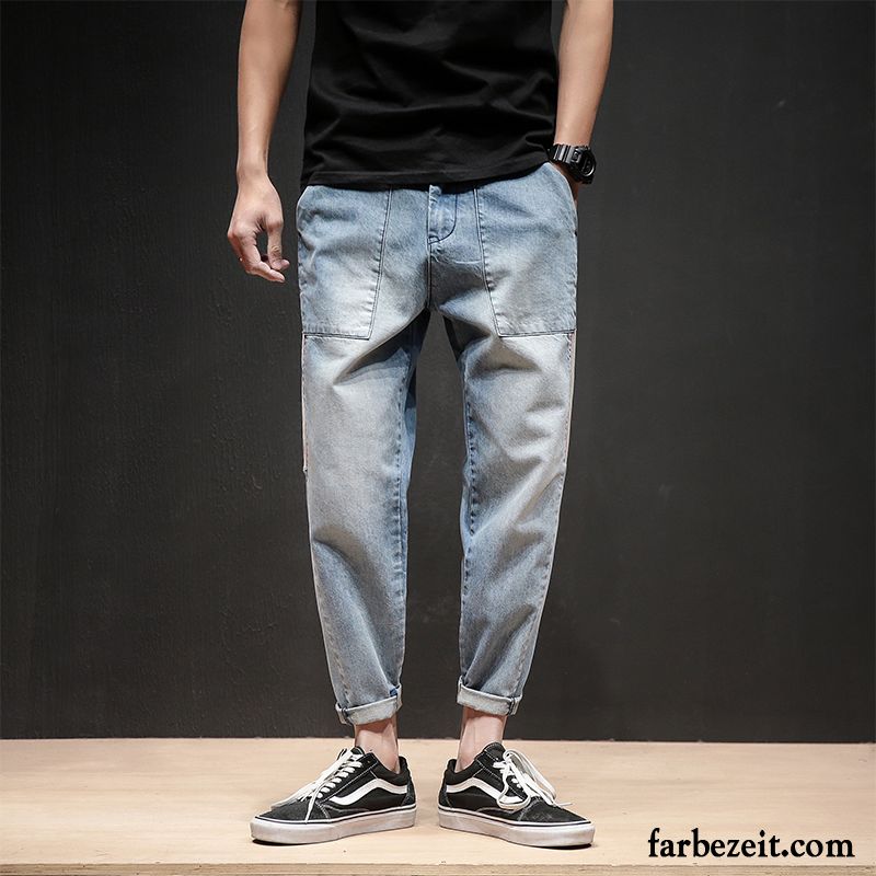 Fashion Jeans Herren Freizeit Hose Trend Lose Neunte Hose Herbst Blau Harlan Große Größe