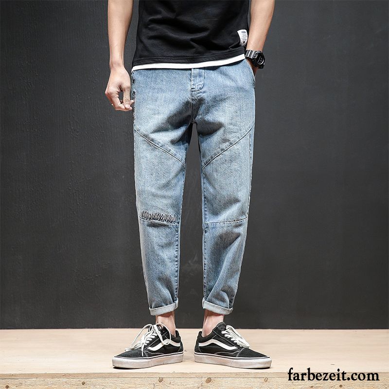 Fashion Jeans Herren Freizeit Hose Trend Lose Neunte Hose Herbst Blau Harlan Große Größe