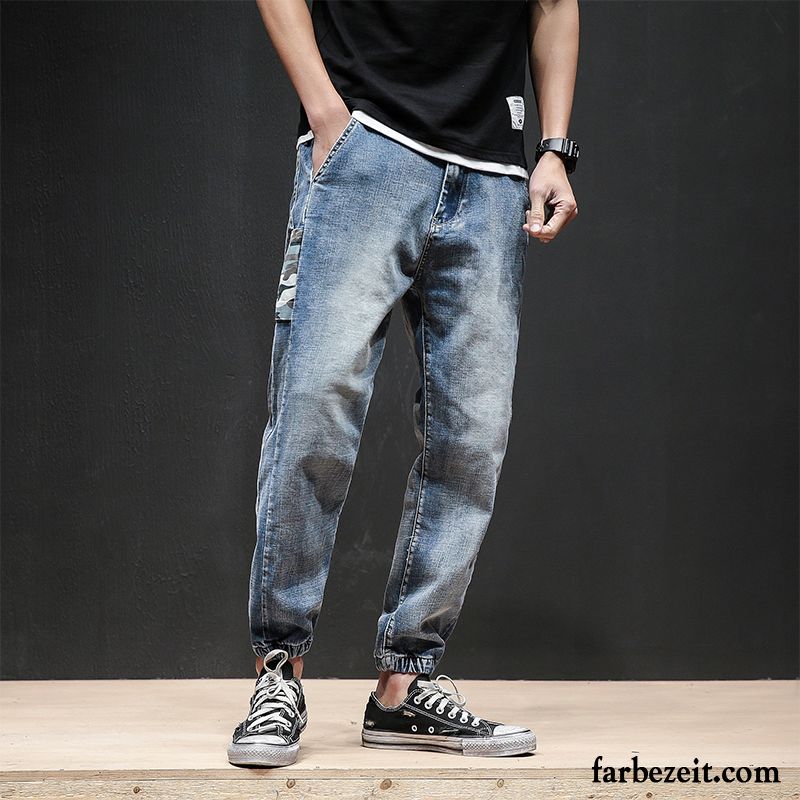 Fashion Jeans Herren Freizeit Hose Trend Lose Neunte Hose Herbst Blau Harlan Große Größe