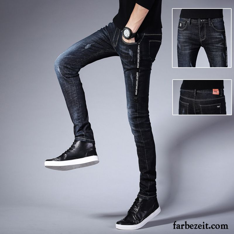 Bootcut Jeans Herren Jeans Schlank Schüler Allgleiches Elastisch Schwarz Herbst Trend Schmales Bein Freizeit Lange Günstig