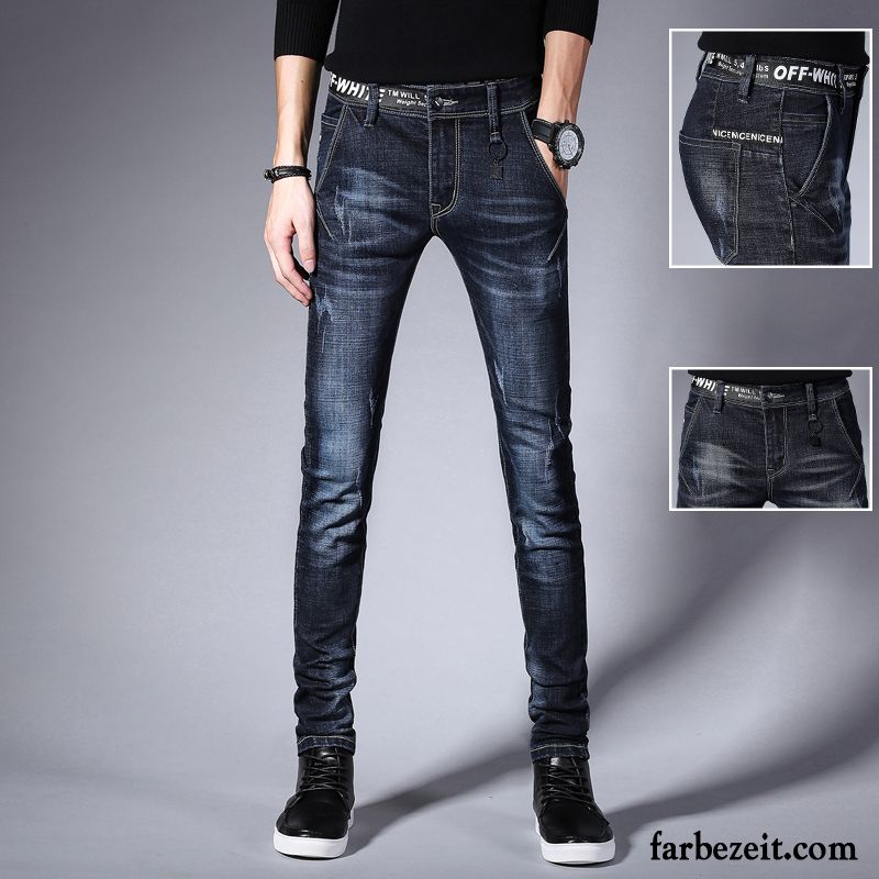 Bootcut Jeans Herren Jeans Schlank Schüler Allgleiches Elastisch Schwarz Herbst Trend Schmales Bein Freizeit Lange Günstig