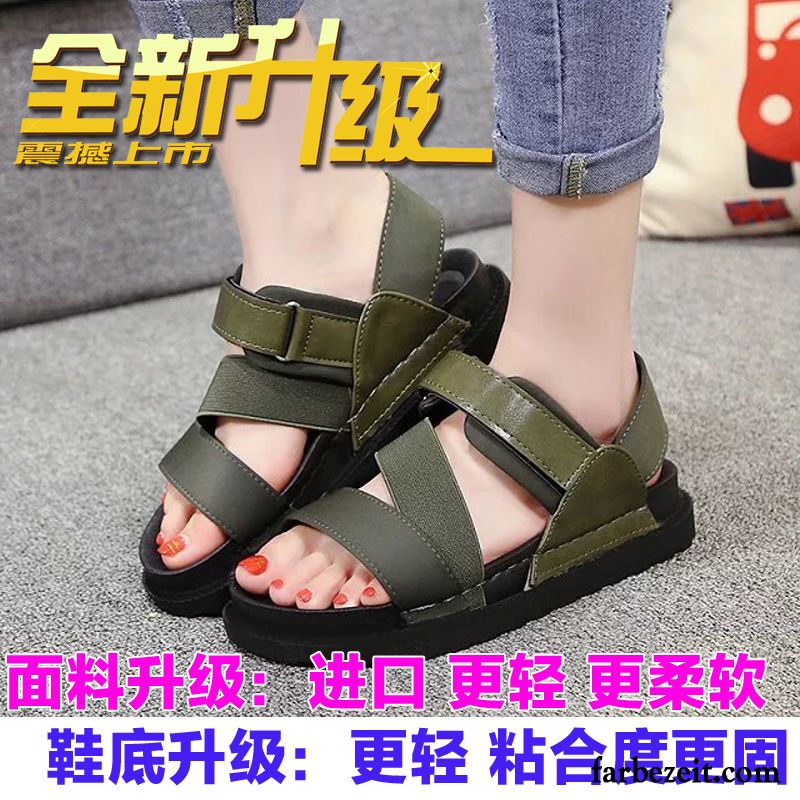 Sportliche Sandalen Damen Sandalen Schuhe Klettverschluss Sommer Casual Schüler Flache Weiche Sohle Allgleiches Hohl Günstig