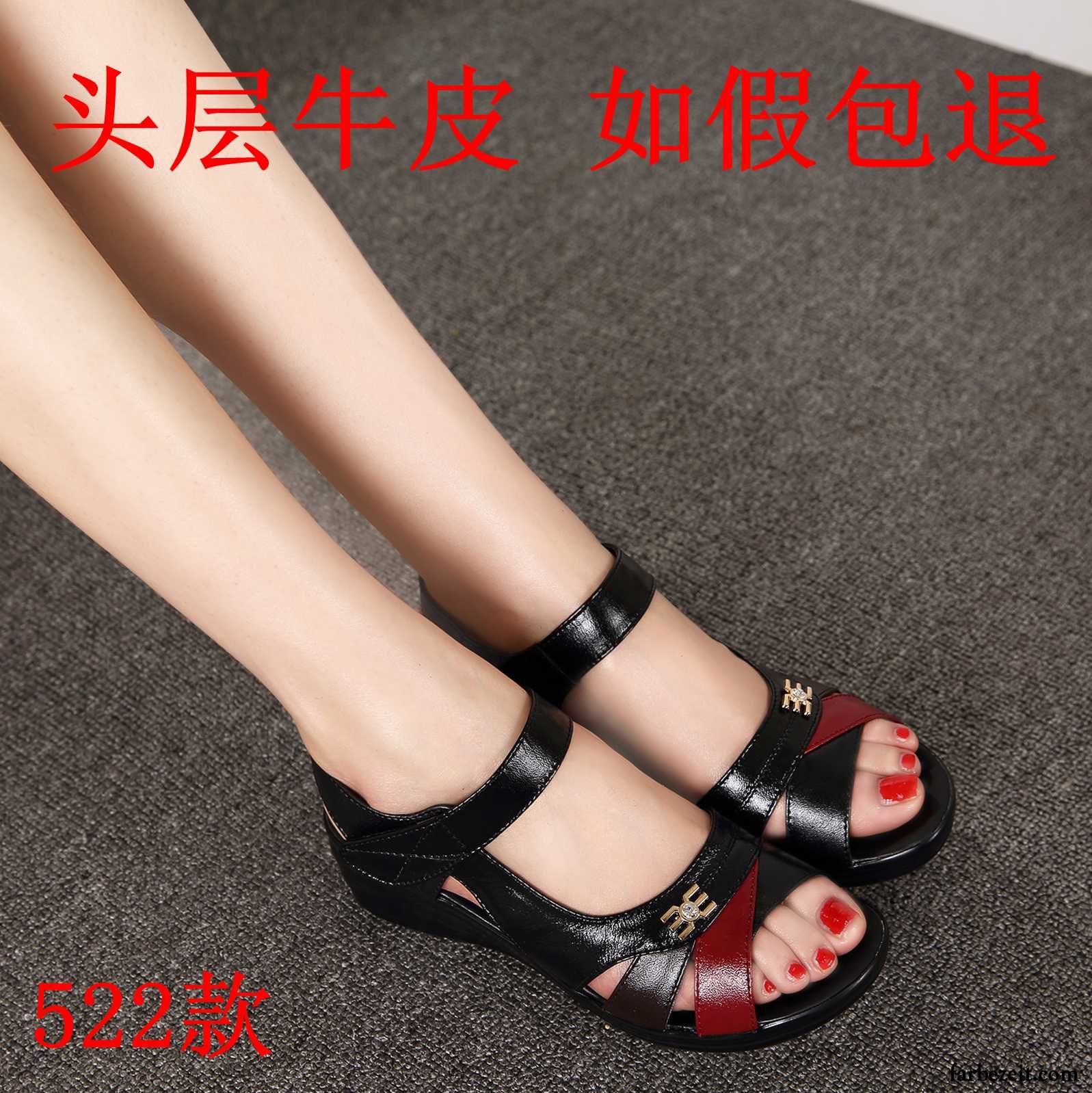 Sportliche Sandalen Frauen Schuhe Neue Leder Damen Wasserdicht Weiche Sohle Sandalen Keilschuhe Sommer Echtleder