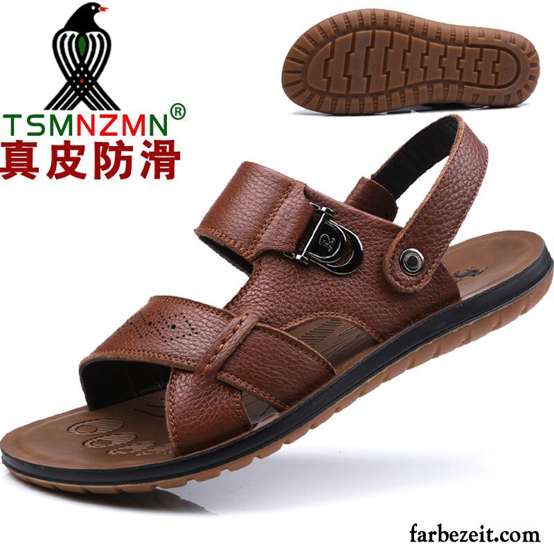 Sportliche Sandalen Herren Rutschsicher Strand Neue Sandalen Draussen Leder Oxford Sohle Casual Schuhe Sommer Weiche Sohle Echtleder