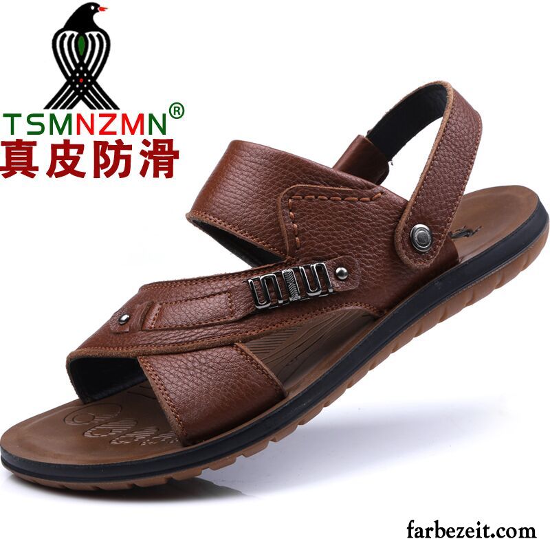 Sportliche Sandalen Herren Rutschsicher Strand Neue Sandalen Draussen Leder Oxford Sohle Casual Schuhe Sommer Weiche Sohle Echtleder