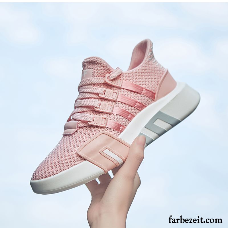 Sportschuhe Damen Feder Atmungsaktiv Allgleiches Fitness Net Neue Rosa Weiß