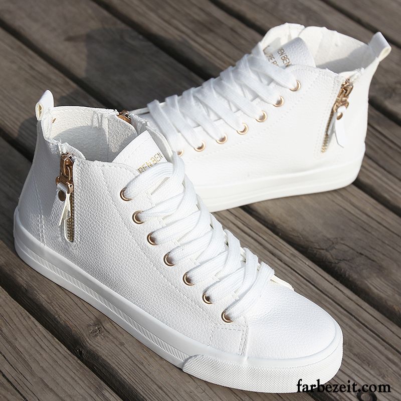 Sportschuhe Damen Mode Atmungsaktiv Langschaft Schnürschuhe Reißverschluss Schüler Skaterschuhe Trend Tuch Schuhe Flache Casual Verkaufen