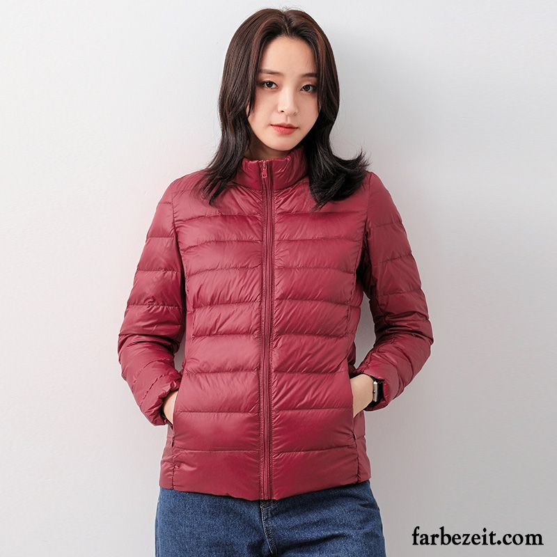 Steppjacke Damen Rot Licht Mode Herbst Schlank Grün Überzieher Ultra Warme Winter Dünn Kurzer Absatz Stehkragen Daunenjacke Kaufen