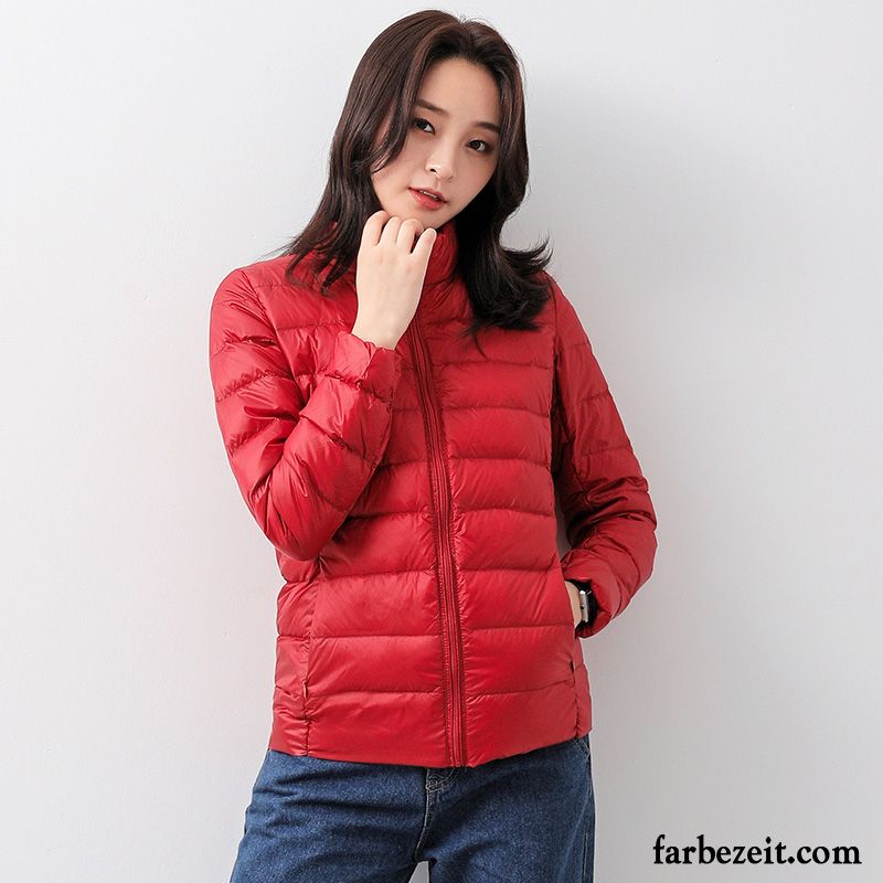 Steppjacke Damen Rot Licht Mode Herbst Schlank Grün Überzieher Ultra Warme Winter Dünn Kurzer Absatz Stehkragen Daunenjacke Kaufen