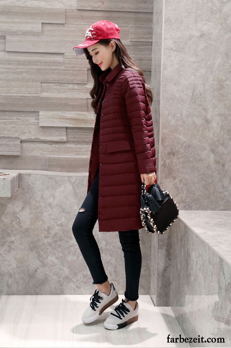 Steppjacke Damen Weiß Trend Neu Schlank Rosa Herbst Mode Winter Daunenjacke Groß Licht Langer Abschnitt Verkaufen