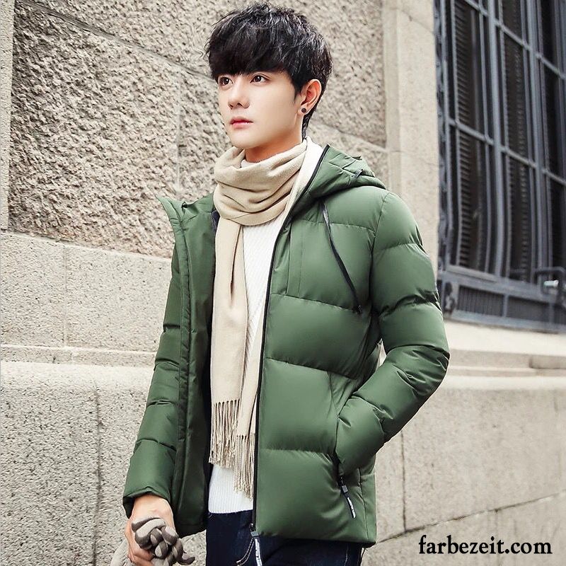 Steppjacke Herren Grün Überzieher Trend Grau Winter Baumwolle Winterkleidung Jugend Baumwollgepolsterte Warme Verdickung Kurzer Absatz Billig