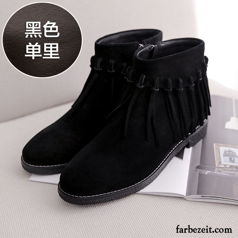 Stiefel Damen Echtleder Erhöht Winter Flache Schuhe Martin Stiehlt Nackte Farbe