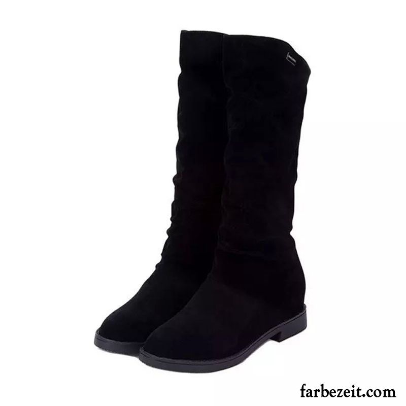 Stiefel Damen Winter Herbst Neue England Flache Dick Rot