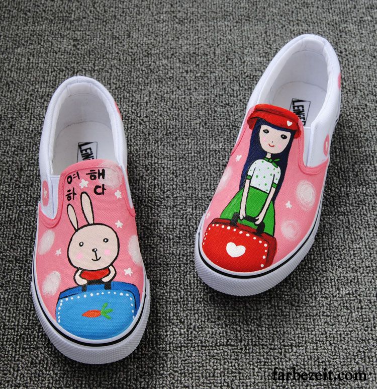 Für Frauen Flache Damen Slip-on Tuch Schuhe Feder Handgemalt Casual Faul Halbschuhe Schüler Günstig