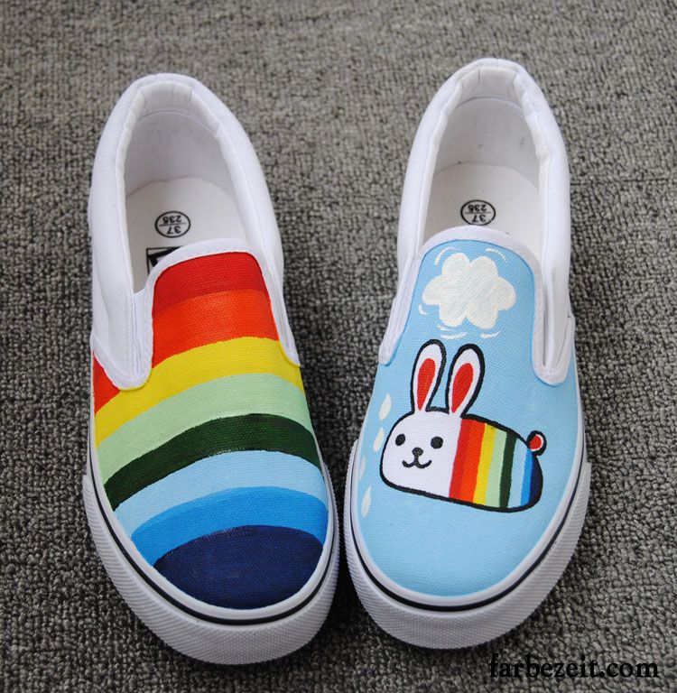 Für Frauen Flache Damen Slip-on Tuch Schuhe Feder Handgemalt Casual Faul Halbschuhe Schüler Günstig