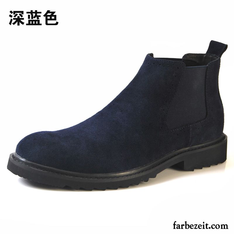 Stiefel Herren Hohe Gefrostet Schuhe Baumwolle Schuhe Kurze Stiefel Thermische Dunkelblau