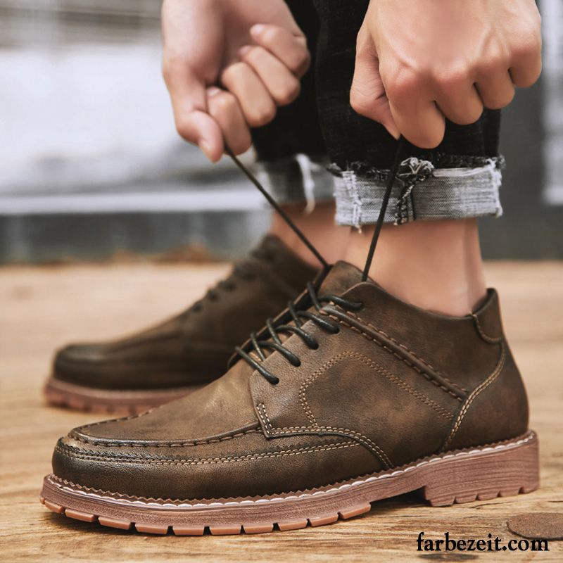 Stiefel Herren Hohe Trend Skaterschuhe England Casual Geschäft Schwarz