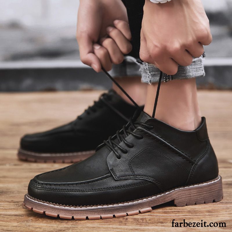 Stiefel Herren Hohe Trend Skaterschuhe England Casual Geschäft Schwarz