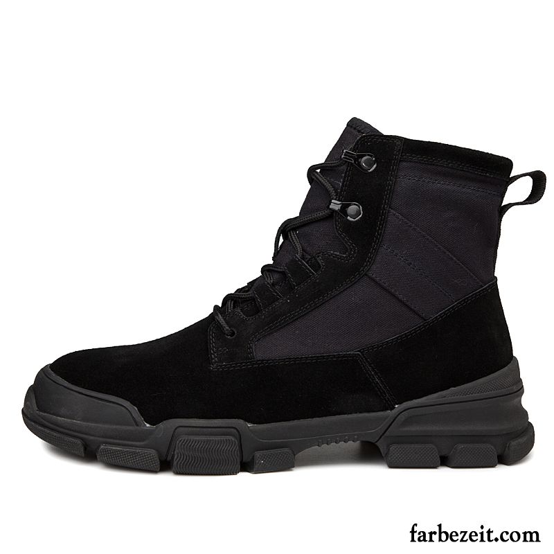 Stiefel Herren Kurze Stiefel Trend Allgleiches Schneestiefel Herbst Baumwolle Schuhe Schwarz