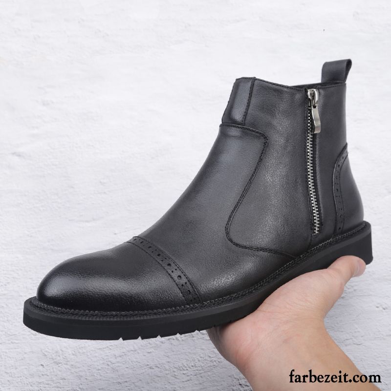 Stiefel Herren Retro Spitze Mode Kurze Stiefel Martin Stiehlt Trend Schwarz