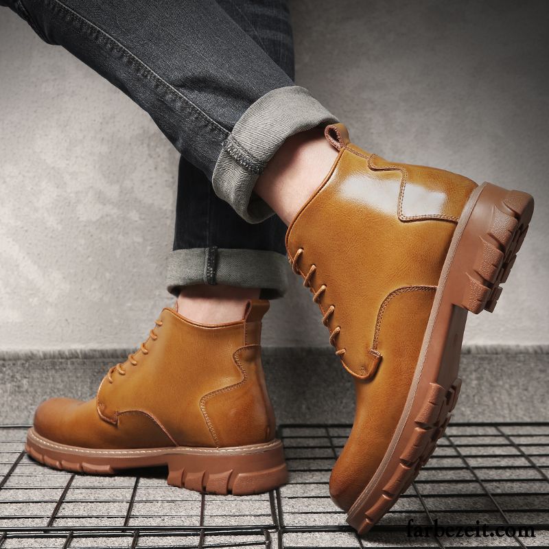 Stiefel Herren Trend England Hohe Arbeitsschuhe Allgleiches Martin Stiehlt Sandfarben Braun Gelb