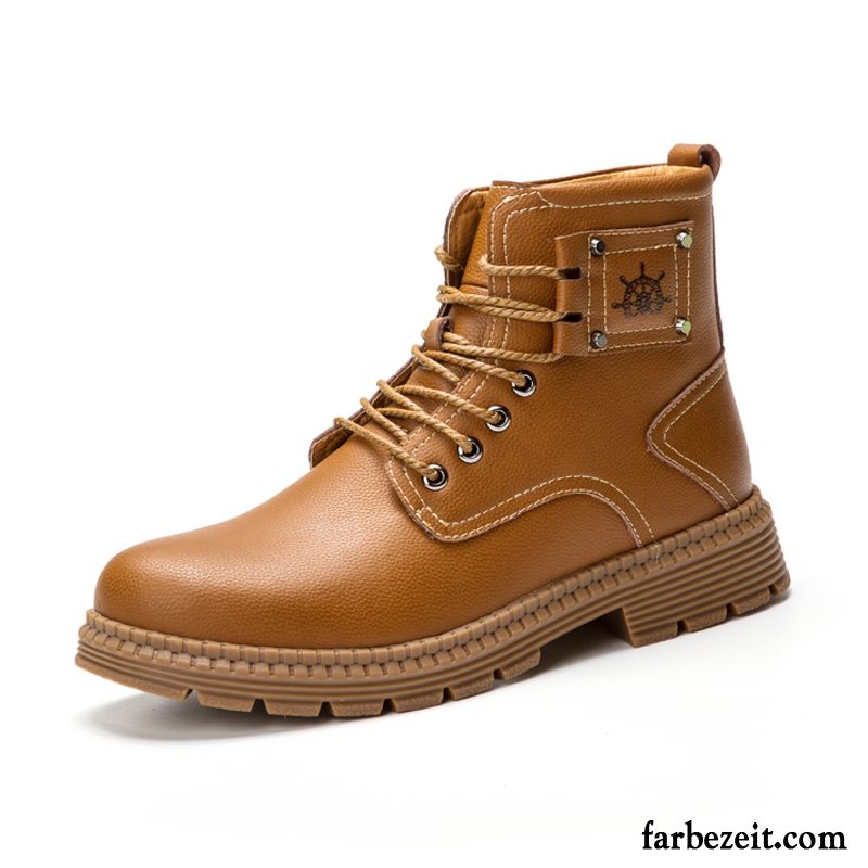 Stiefel Herren Winter Alle Jahreszeiten England Cargo Echtleder Kurze Stiefel Schwarz Braun Gelb