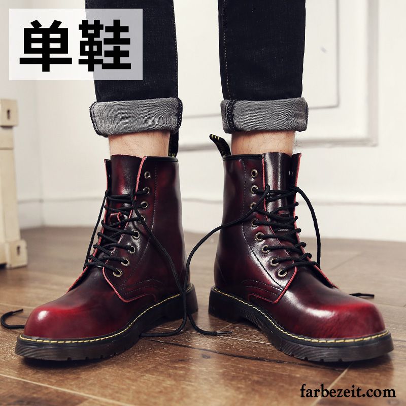 Stiefel Herren Winter Martin Stiehlt Trend Echtleder Schuhe Hohe Rot