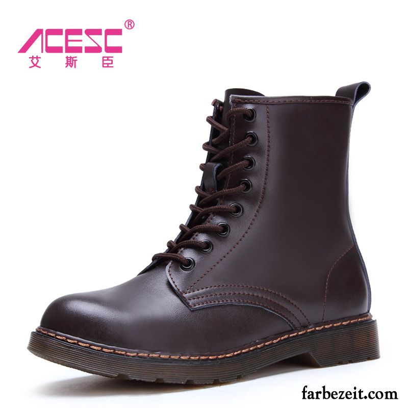 Kaufen Online Trend Baumwolle Schuhe Echtleder Damen Kurze Herbst Martin Stiehlt England Flache Winter Günstig