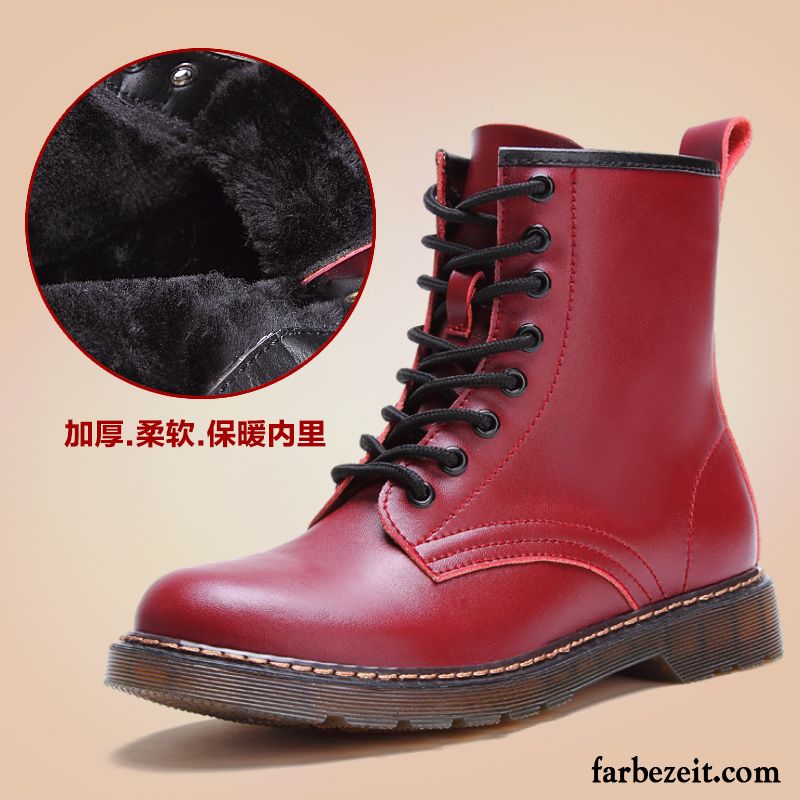 Kaufen Online Trend Baumwolle Schuhe Echtleder Damen Kurze Herbst Martin Stiehlt England Flache Winter Günstig