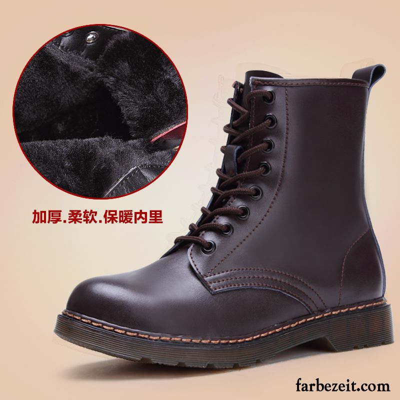 Kaufen Online Trend Baumwolle Schuhe Echtleder Damen Kurze Herbst Martin Stiehlt England Flache Winter Günstig