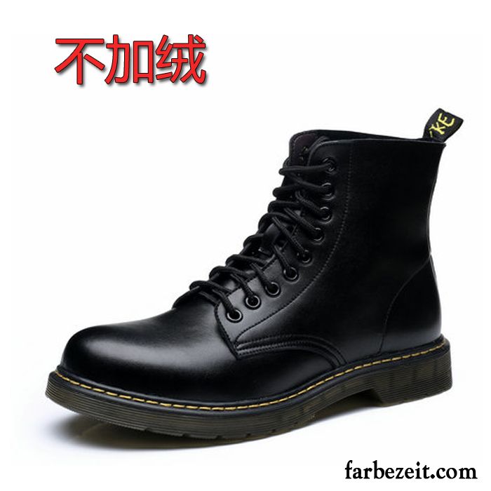 Stiefeletten Herren Schwarz Kurze Stiefel Schwarz Echtleder England Neue Schuhe Cargo Große Größe Trend Martin Stiehlt Hohe Billig