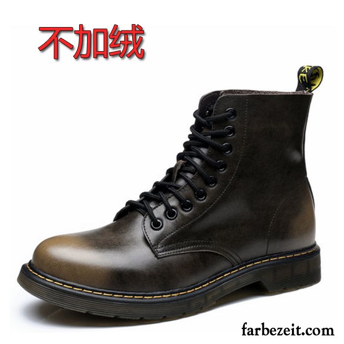 Stiefeletten Herren Schwarz Kurze Stiefel Schwarz Echtleder England Neue Schuhe Cargo Große Größe Trend Martin Stiehlt Hohe Billig