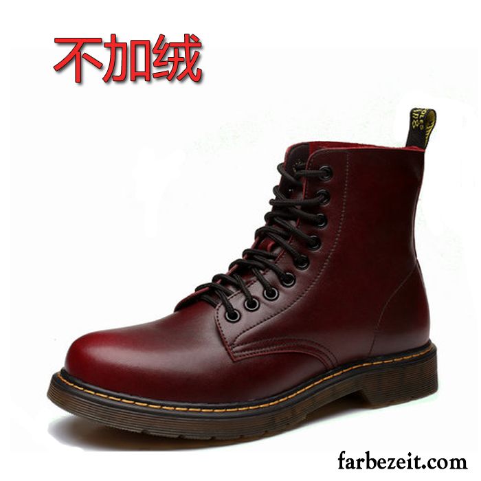 Stiefeletten Herren Schwarz Kurze Stiefel Schwarz Echtleder England Neue Schuhe Cargo Große Größe Trend Martin Stiehlt Hohe Billig