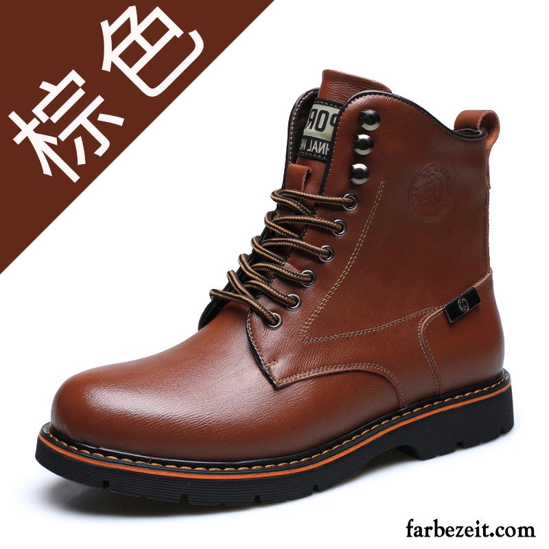 Stiefeletten Herren Wildleder Thermische Trend Retro England Martin Stiehlt Hohe Winter Plus Samt Schuhe Baumwolle Schuhe Verkaufen