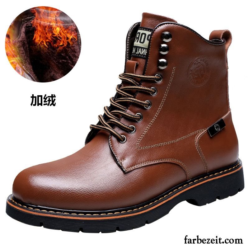 Stiefeletten Herren Wildleder Thermische Trend Retro England Martin Stiehlt Hohe Winter Plus Samt Schuhe Baumwolle Schuhe Verkaufen