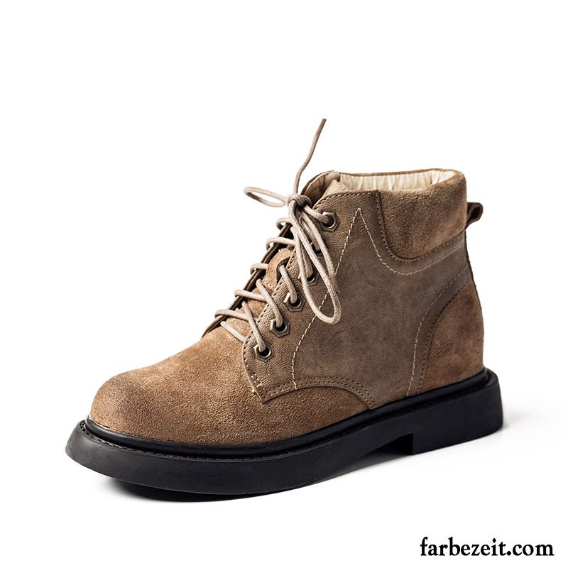 Stiefeletten Absatz Neue Herbst Schnürung Damen England Winter Flache Martin Stiehlt Günstig