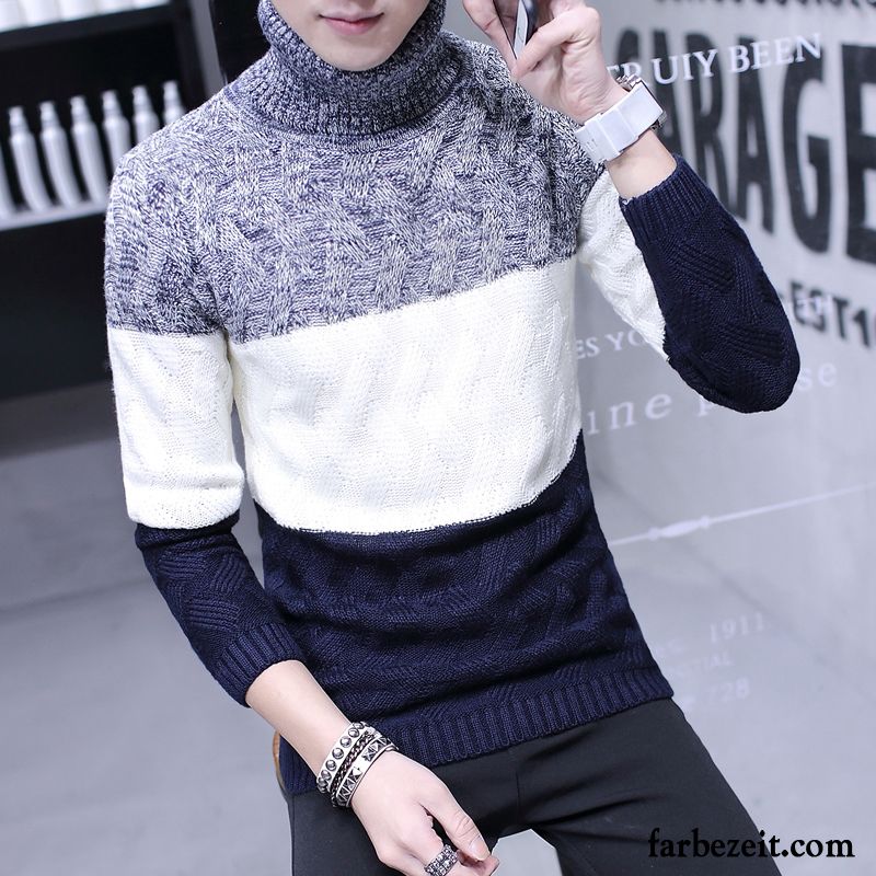 Strickpullover Herren Grau Strickwaren Warme Pullover Winter Überzieher Herbst Rollkragen Schüler Verdickung Lange Sale