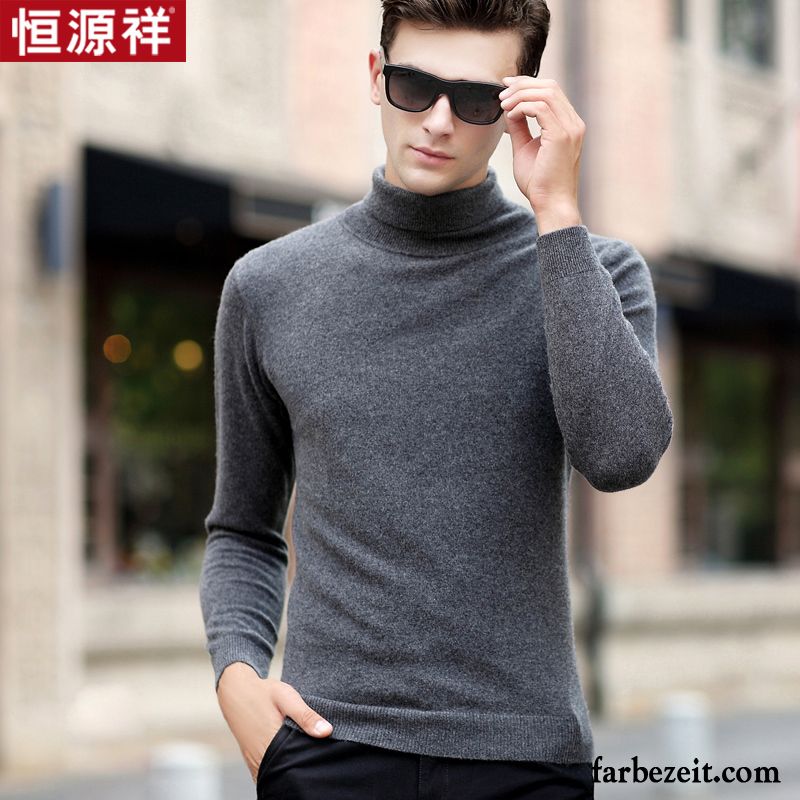 Stylische Herren Pullover Pullover Verdickung Rein Unteres Hemd Herbst Winter Günstig