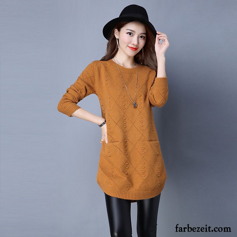 Sweat Pullover Damen Herbst Strickwaren Verdickung Allgleiches Mode Winter Trend Rundausschnitt Pullover Unteres Hemd Neu Kaufen