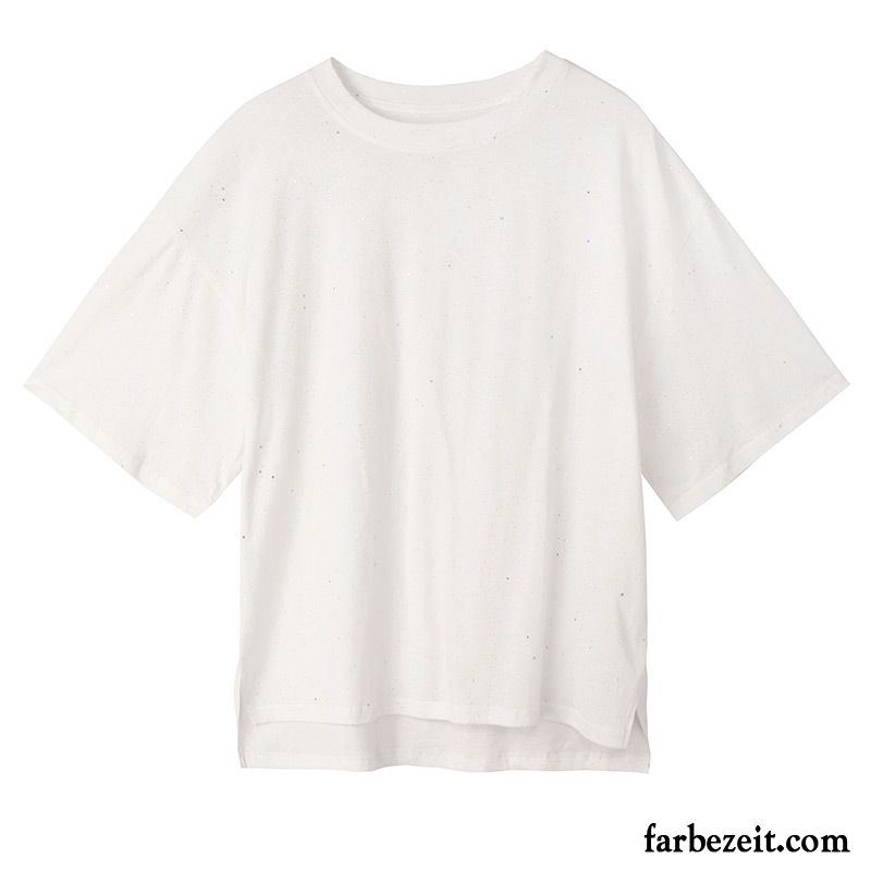 T-shirts Damen Baumwolle Mantel Trend Sommer Paillette Neu Schwarz Gelb