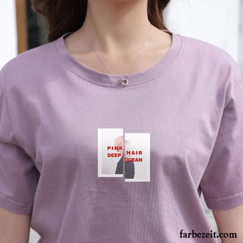T-shirts Damen Baumwolle Mode Neu Lose Feder Trend Rot