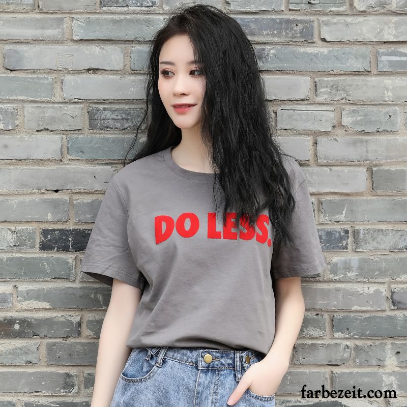 T-shirts Damen Halb Ärmel Lose Mantel Sommer Neu Kurzer Absatz Weiß Rot