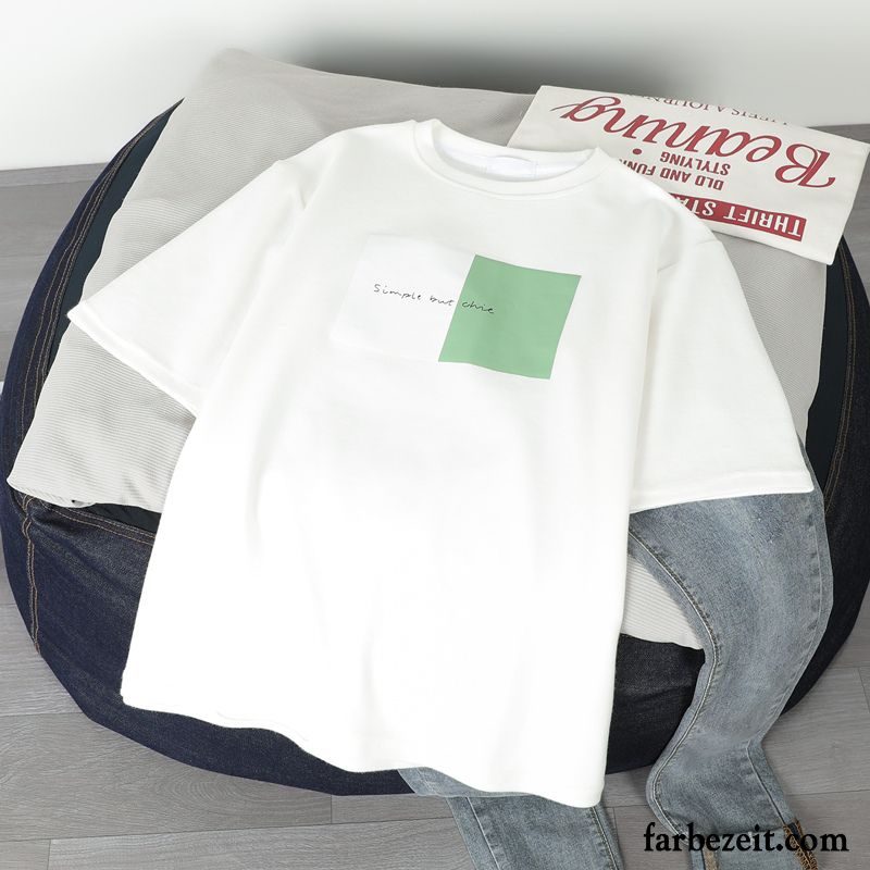 T-shirts Damen Mantel Sommer Ultra Neu Rein Baumwolle Weiß Rot